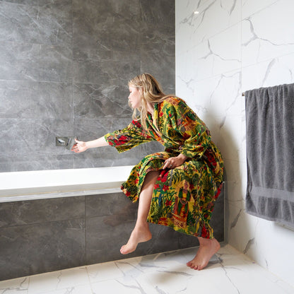 Frida’s Foliage Kimono – Frida Kahlo Inspired Handcrafted Velvet Robe