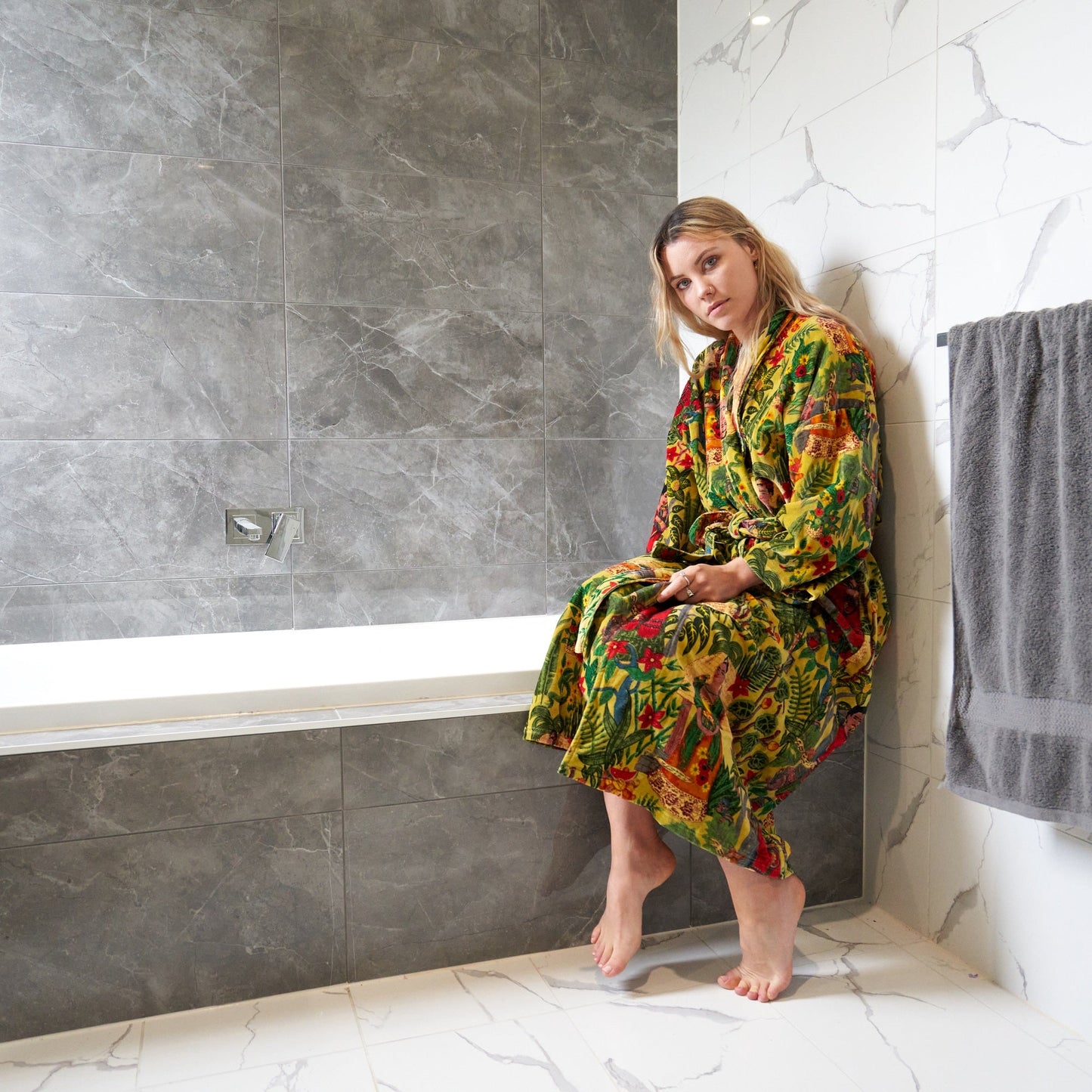 Frida’s Foliage Kimono – Frida Kahlo Inspired Handcrafted Velvet Robe