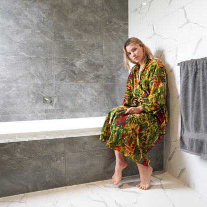 Frida’s Foliage Kimono – Frida Kahlo Inspired Handcrafted Velvet Robe