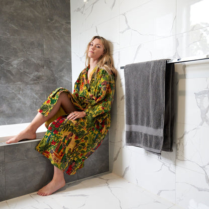 Frida’s Foliage Kimono – Frida Kahlo Inspired Handcrafted Velvet Robe