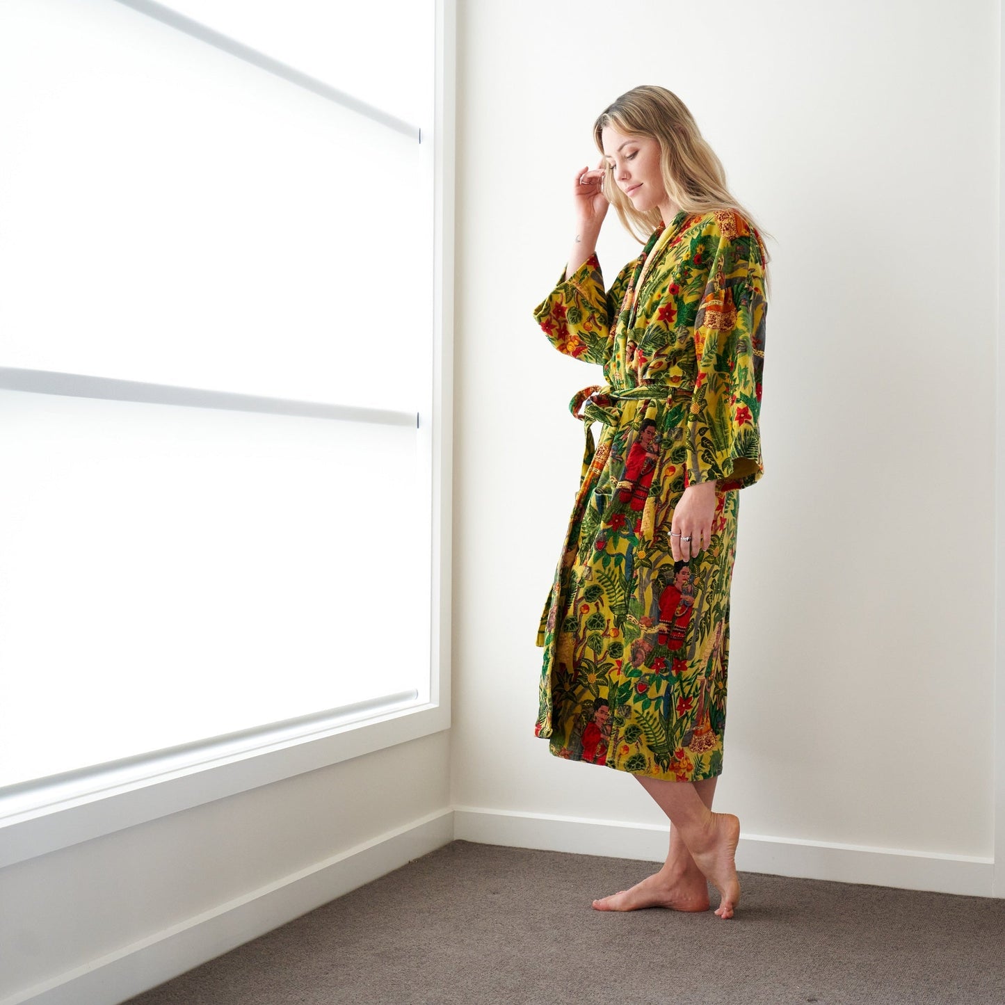 Frida’s Foliage Kimono – Frida Kahlo Inspired Handcrafted Velvet Robe