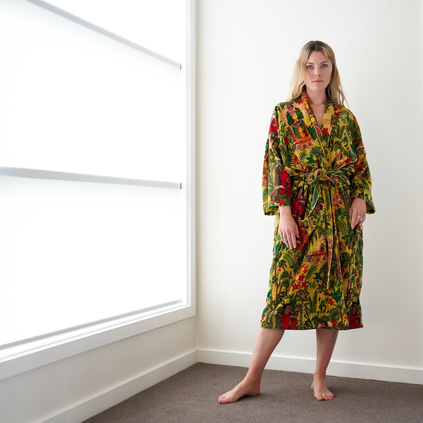 Frida’s Foliage Kimono – Frida Kahlo Inspired Handcrafted Velvet Robe