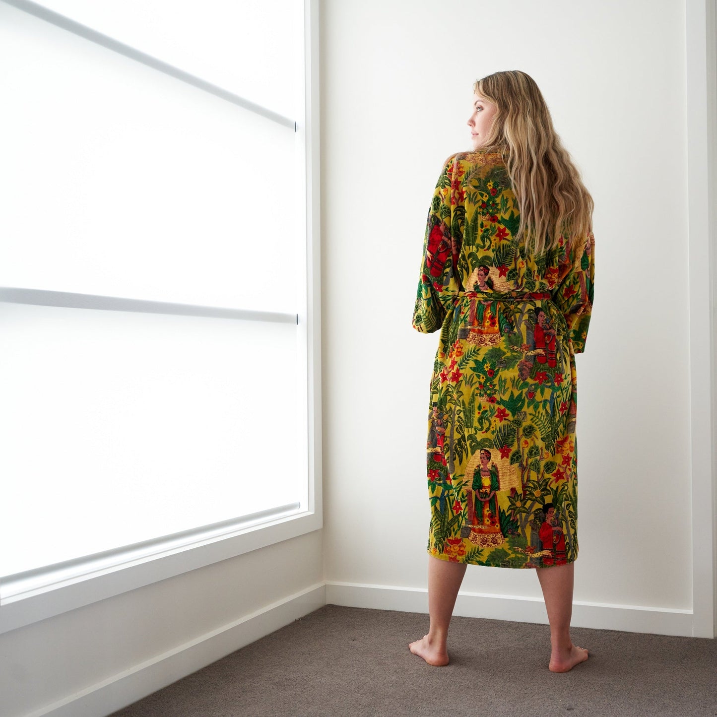 Frida’s Foliage Kimono – Frida Kahlo Inspired Handcrafted Velvet Robe