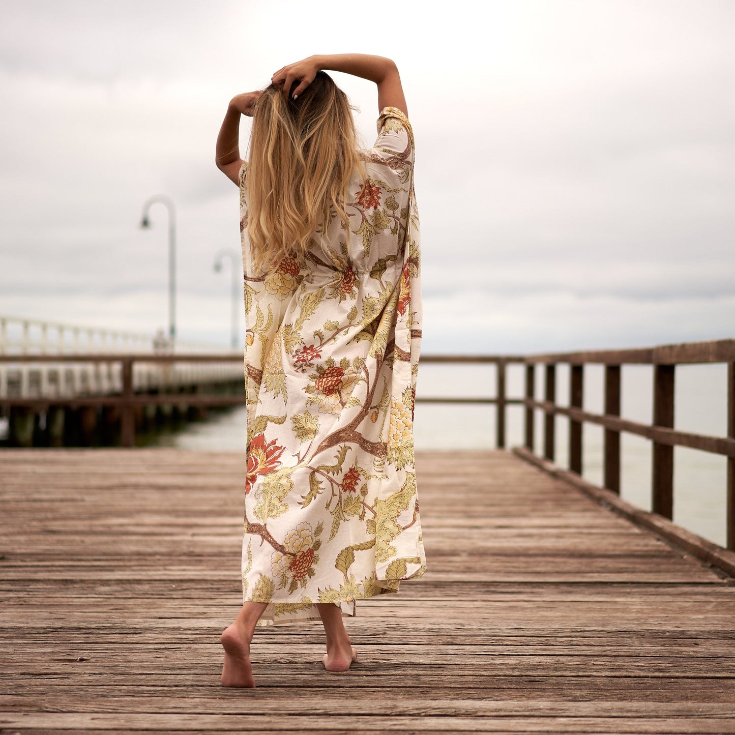 Natures Roots 100% Cotton Kaftan – Frida Kahlo-Inspired Kimono & Robe with Bird of Paradise Design