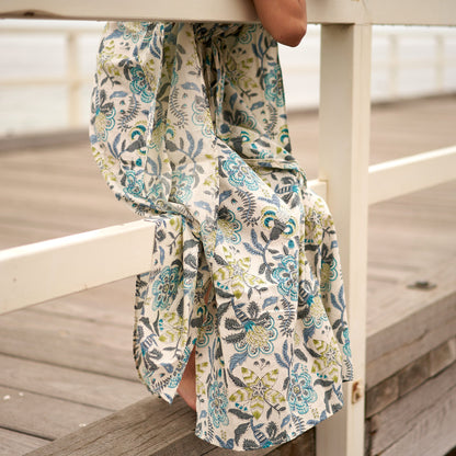 Long, flowy kaftan with a boho-chic vibe