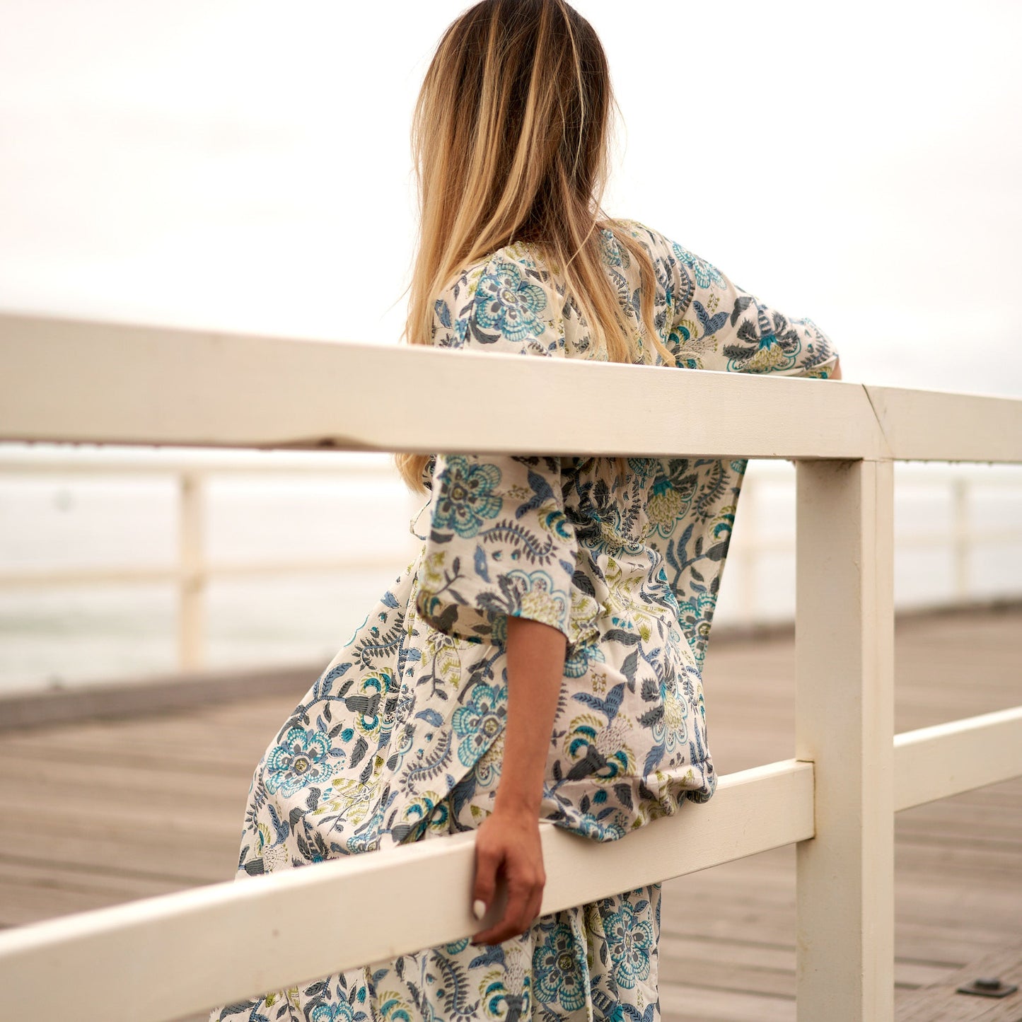 Tranquil Escape 100% Cotton Kaftan – Frida Kahlo-Inspired Kimono & Robe with Bird of Paradise Design