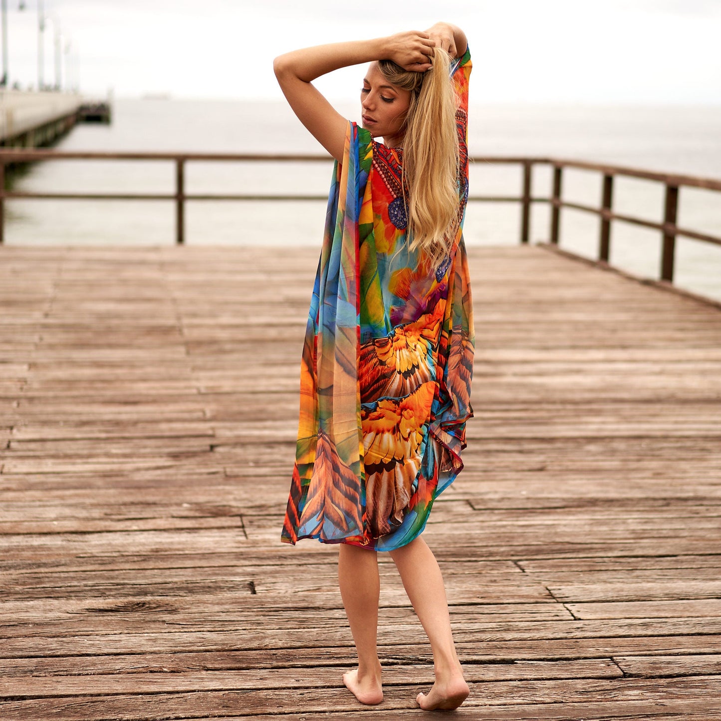Jungle Jubilee Silk Kaftan – Handmade Silk Blend Georgette One-Size Fits All