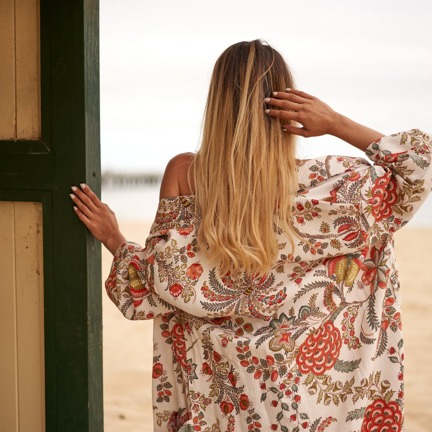 Holidays Best Frida Kahlo-Inspired 100% Cotton Waffle Kimono Robe – Bird of Paradise Print, Free Size, Versatile & Breathable