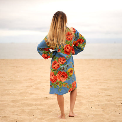 Fresh Florals Frida Kahlo-Inspired 100% Cotton Waffle Kimono Robe – Bird of Paradise Print, Free Size, Versatile & Breathable