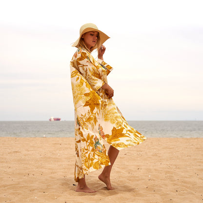 Sublime Summer 100% Cotton Kimono – Bird of Paradise Design, Versatile Robe, Kaftan, Cardigan & Bathrobe
