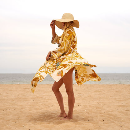 Sublime Summer 100% Cotton Kimono – Bird of Paradise Design, Versatile Robe, Kaftan, Cardigan & Bathrobe