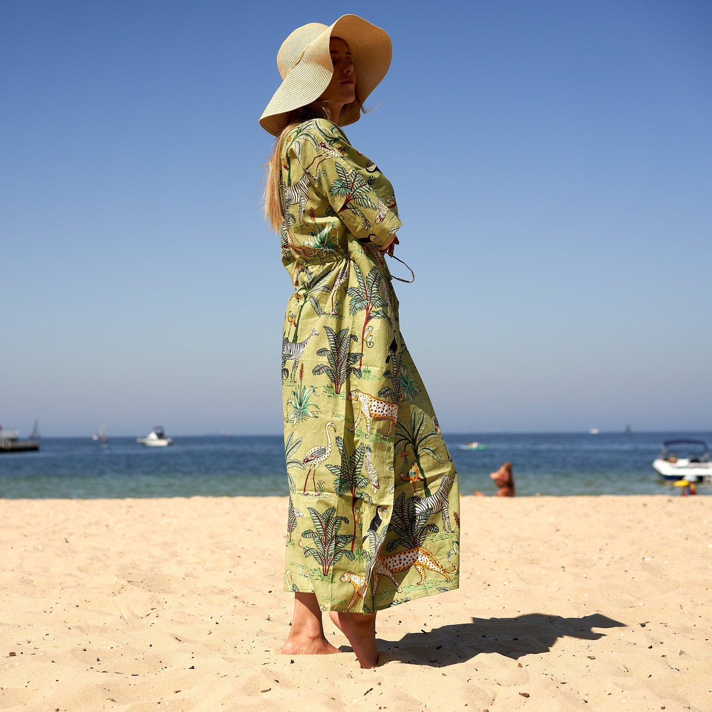 Wild at Heart 100% Cotton Kaftan – Frida Kahlo-Inspired, Bird of Paradise Hand-Screen Printed, Adjustable Fit Kimono, Robe, Lounge Wear, Limited Edition