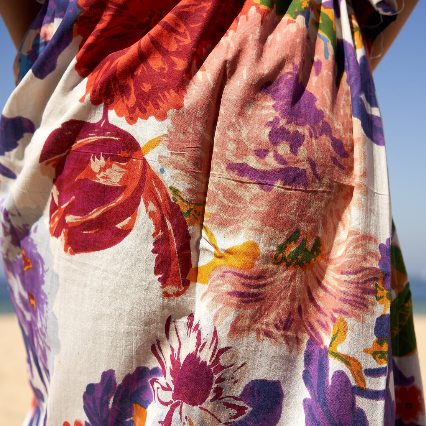 Chic Summer Blooms 100% Cotton Kaftan – Frida Kahlo-Inspired, Hand-Screen Printed, Adjustable Fit, Limited Edition