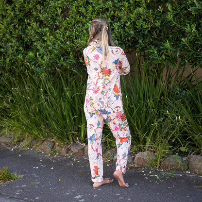 Weekend Wishes 100% Cotton Pajama Set – Comfortable and Stylish Sleepwear, Hand-Screen Printed Fabric, Available in Small to Extra Large, Relaxation Ready, Soft Cotton Pajama Top and Bottom, Perfect for All Seasons, Made in Limited Quantities