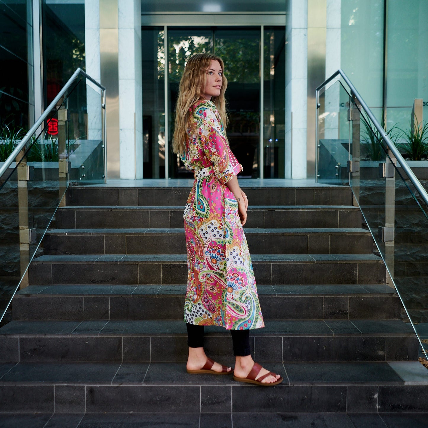Vibrant Paisley 100% Cotton Kimono Robe – Frida Kahlo-Inspired Bird of Paradise Hand-Screen Printed Kimono, Bathrobe, Kaftan, Cardigan, Lounge Wear, Oversized Top