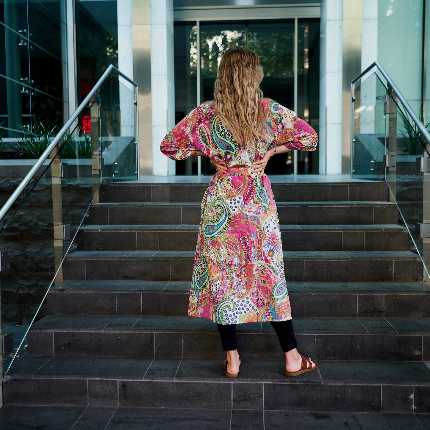 Vibrant Paisley 100% Cotton Kimono Robe – Frida Kahlo-Inspired Bird of Paradise Hand-Screen Printed Kimono, Bathrobe, Kaftan, Cardigan, Lounge Wear, Oversized Top