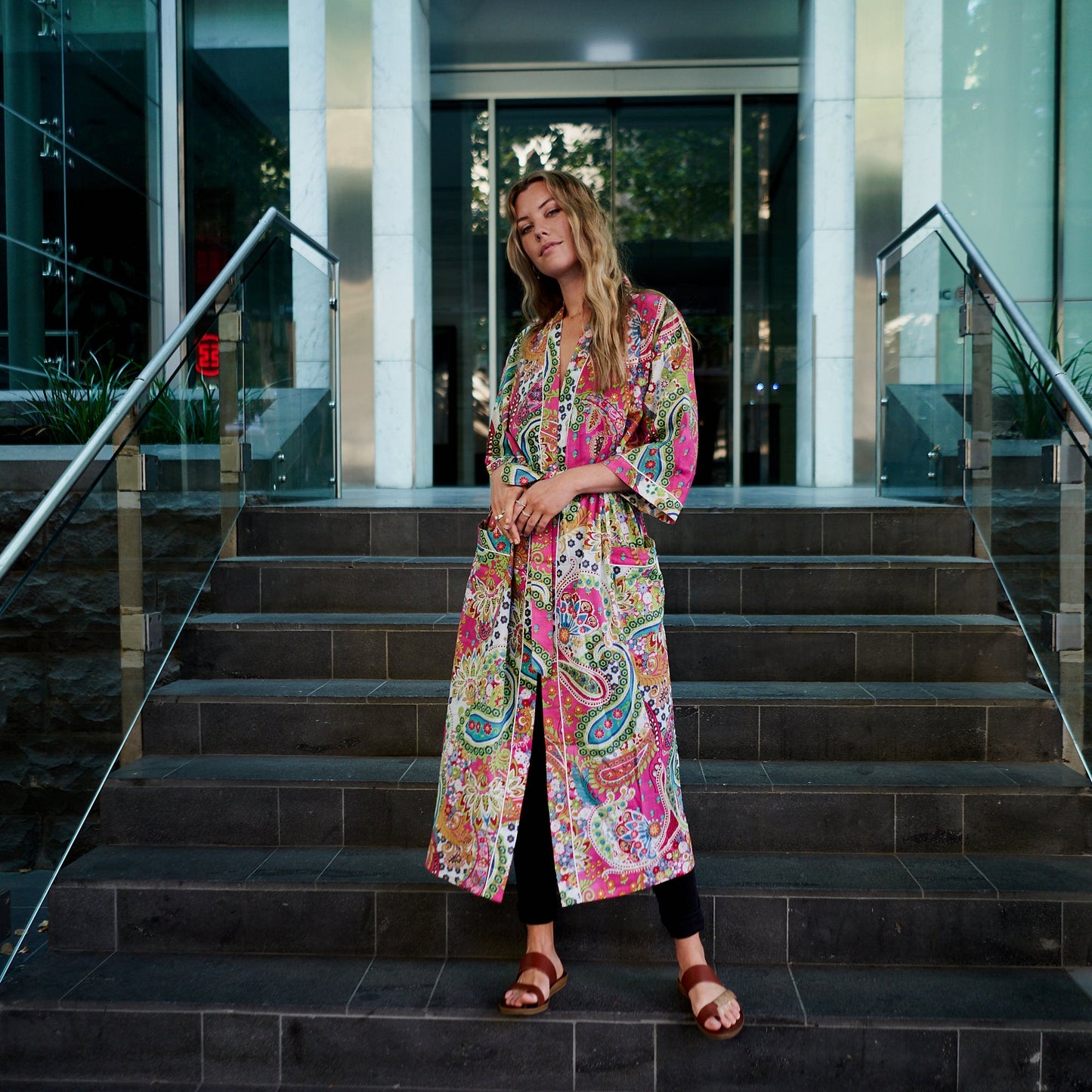 Vibrant Paisley 100% Cotton Kimono Robe – Frida Kahlo-Inspired Bird of Paradise Hand-Screen Printed Kimono, Bathrobe, Kaftan, Cardigan, Lounge Wear, Oversized Top