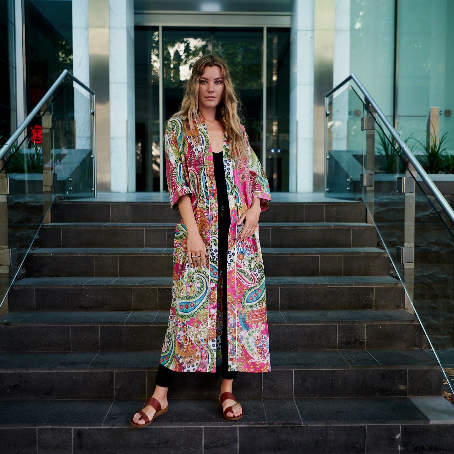Vibrant Paisley 100% Cotton Kimono Robe – Frida Kahlo-Inspired Bird of Paradise Hand-Screen Printed Kimono, Bathrobe, Kaftan, Cardigan, Lounge Wear, Oversized Top