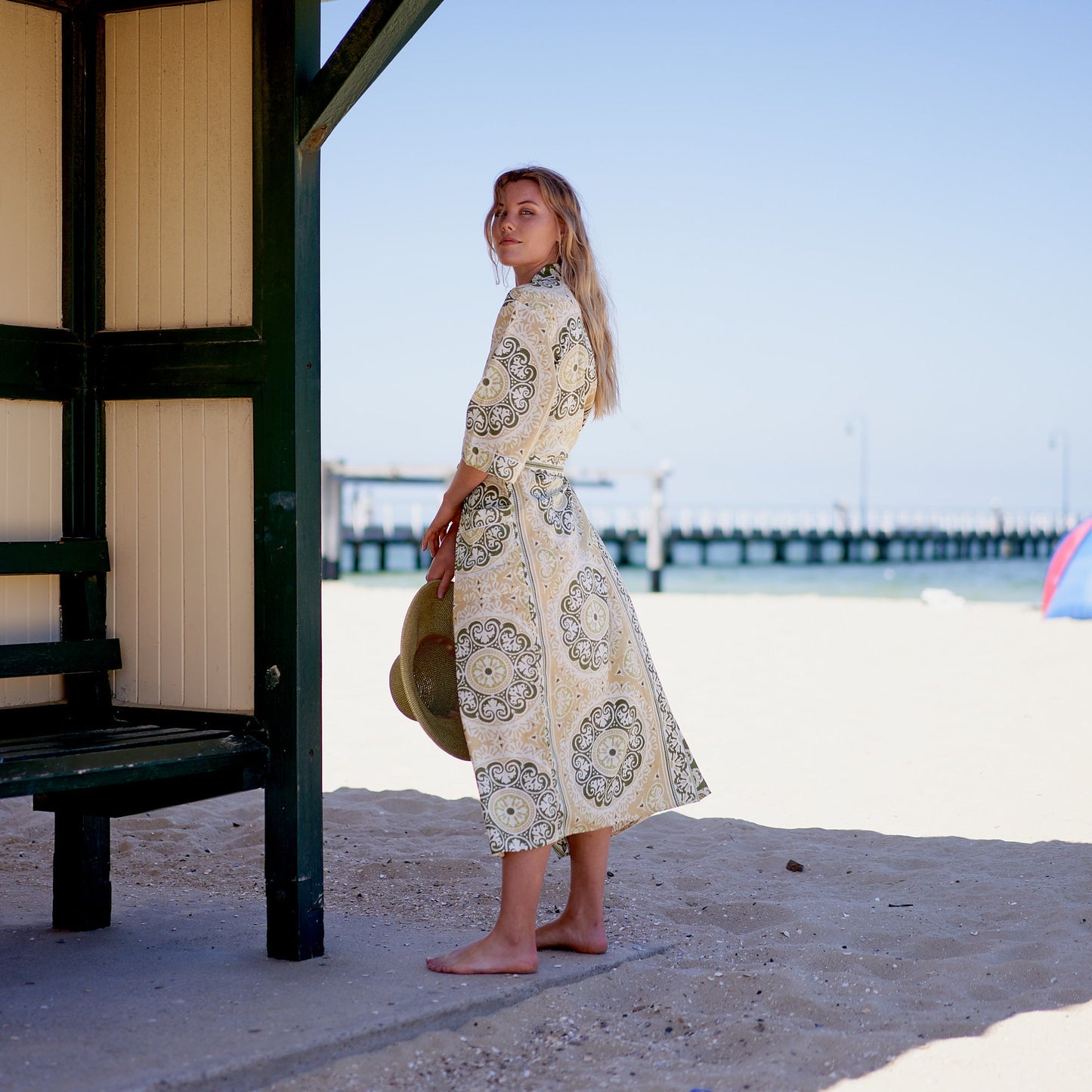 unshine Serenity Cotton Kimono Robe – Frida Kahlo-Inspired, Bird of Paradise Print, Multi-Way Wear