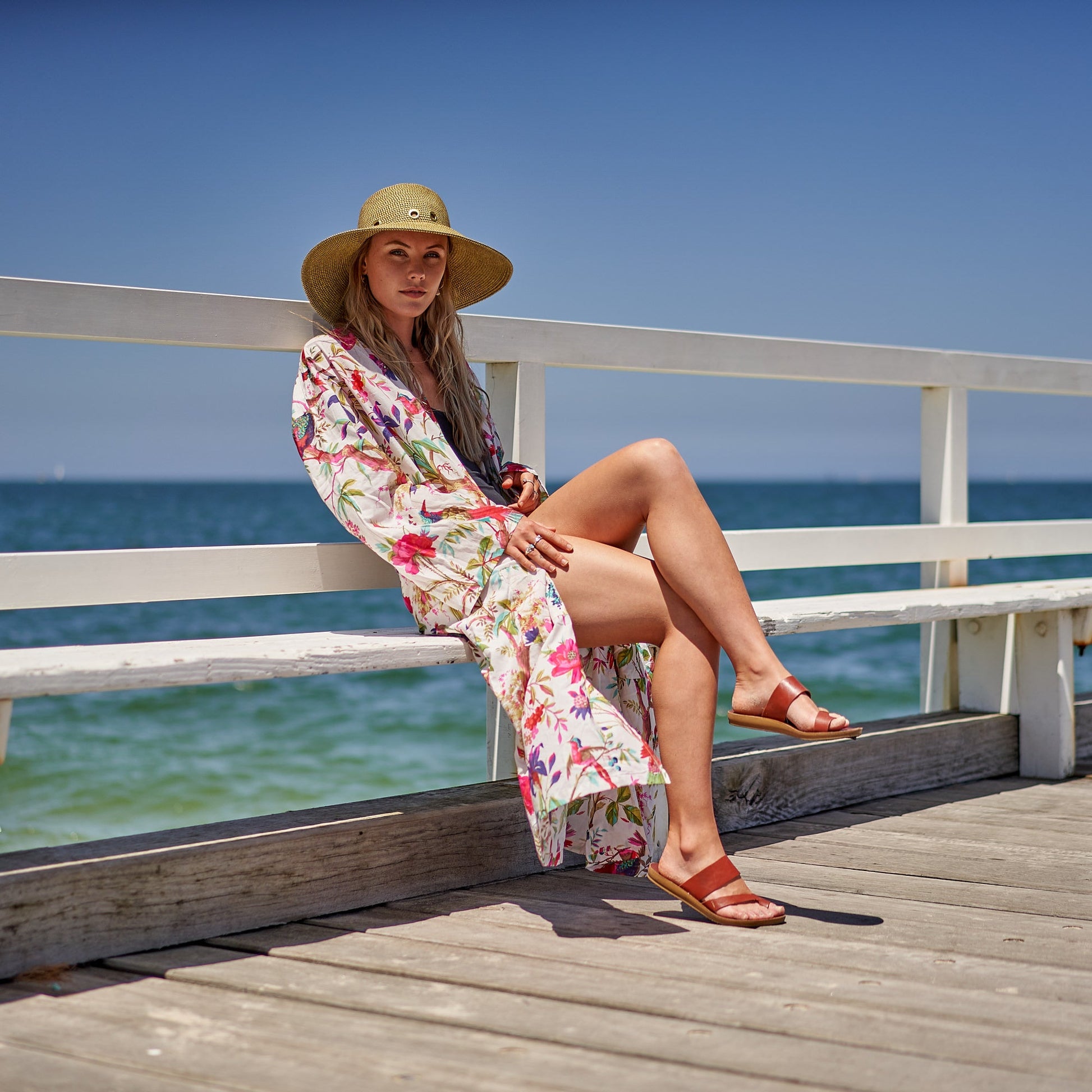 Vibrant patterned kimono-style cotton robe