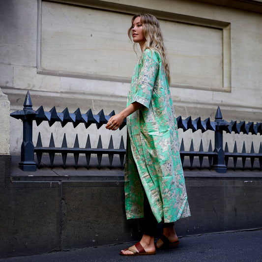 Cozy cotton kimono in a soft neutral shade