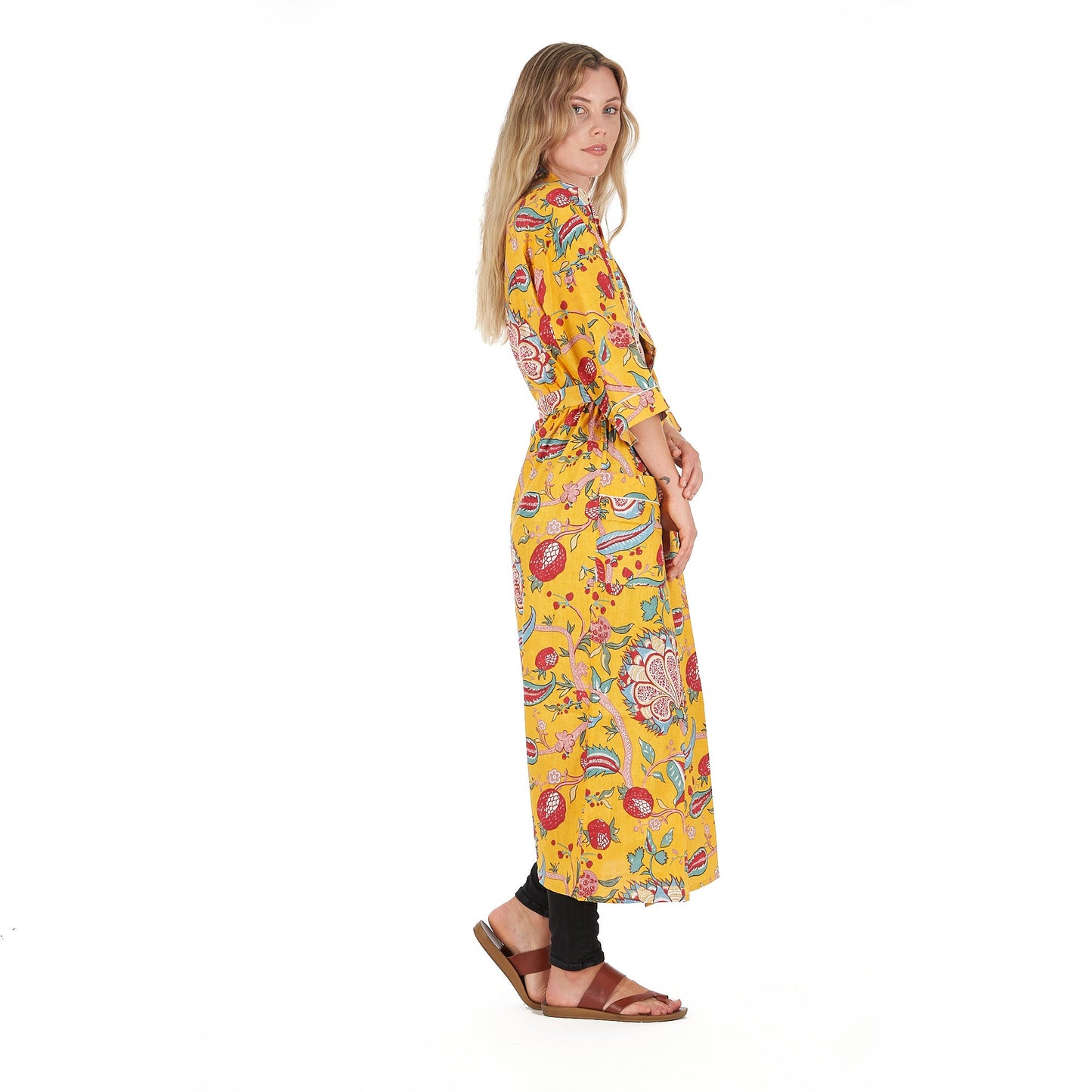 Frida's Vibrant Forest Kimono – Hand-Screen Printed, Bird of Paradise Print, Lightweight & Versatile