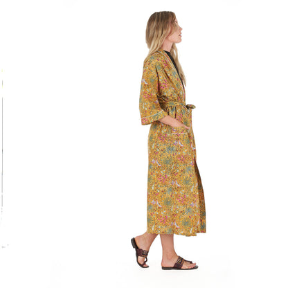 Sunburst Sensations Kimono Robe – Frida Kahlo Inspired, Cotton, Versatile & Lightweight