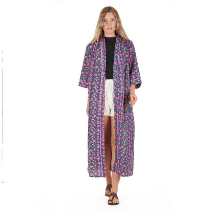 Floral Euphoria Kimono Robe – Frida Kahlo Inspired, Cotton, Versatile & Stylish