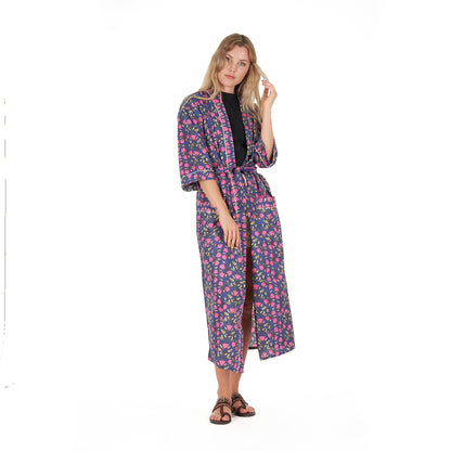 Floral Euphoria Kimono Robe – Frida Kahlo Inspired, Cotton, Versatile & Stylish