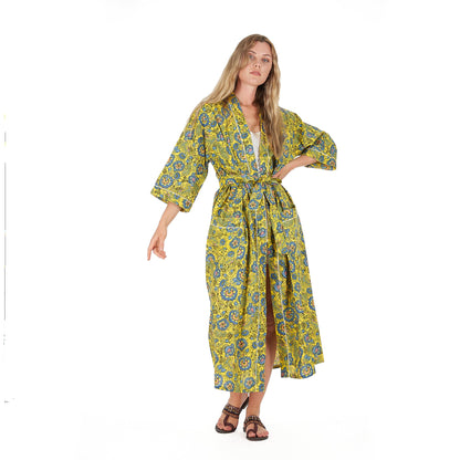 Livin' the Cozy Life Kimono Robe – Frida Kahlo Inspired, Cotton, Versatile & Stylish