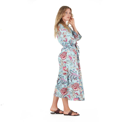 Island Euphoria Cotton Kimono Robe – Frida Kahlo-Inspired, Hand-Printed, Multi-Way Wear