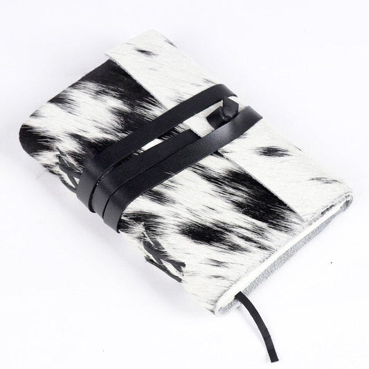 Vintage Cowhide Leather Journal Handmade - Black Patches