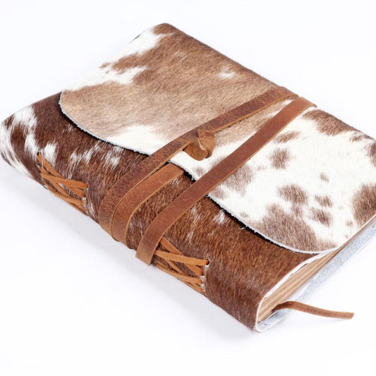 Vintage Cowhide Leather Journal – Brown Patches