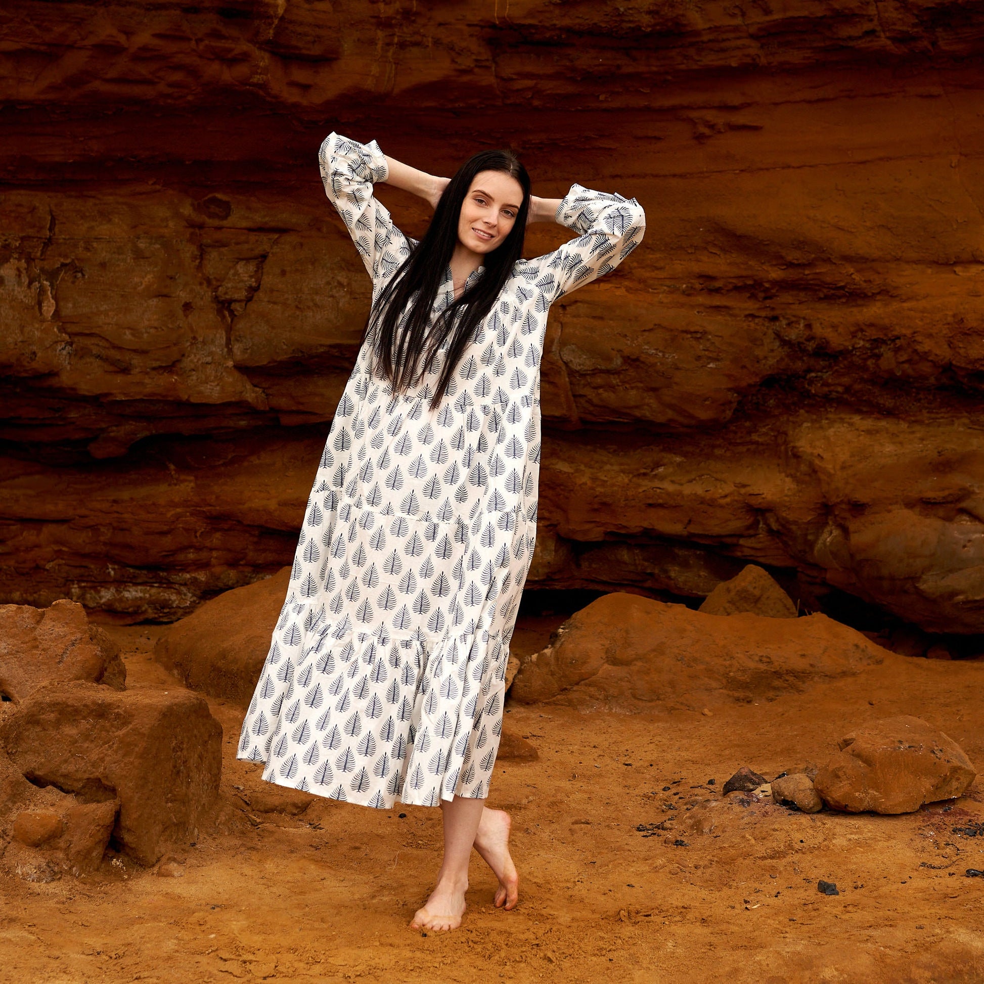 Model wearing a stylish cotton robe