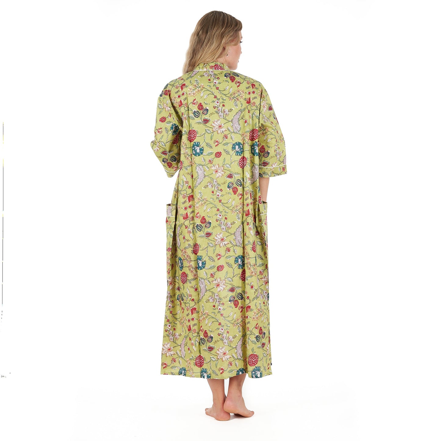 Spring Bliss Cotton Kimono Robe – Frida Kahlo-Inspired, Bird of Paradise Print, Versatile & Comfortable Kaftan