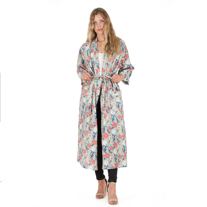 Leisurely Luxe Cotton Kimono – Frida Kahlo-Inspired, Bird of Paradise Print, Versatile & Lightweight