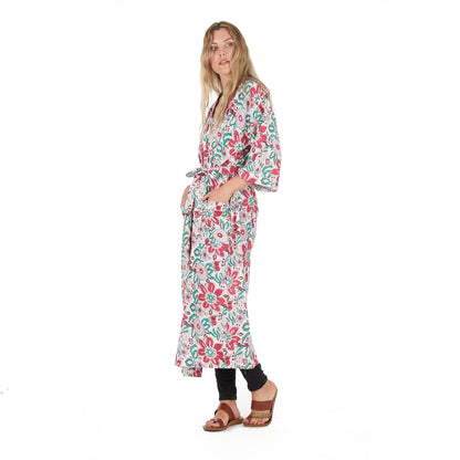 Cozy Couture Cotton Kimono – Frida Kahlo-Inspired, Bird of Paradise Print, Versatile & Lightweight