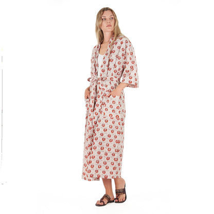Summer Florals Kimono Robe – Frida Kahlo Inspired, Cotton, Versatile & Elegant
