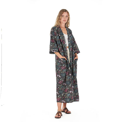 Evening Escape Kimono Robe – Frida Kahlo Inspired, Cotton, Handcrafted & Versatile