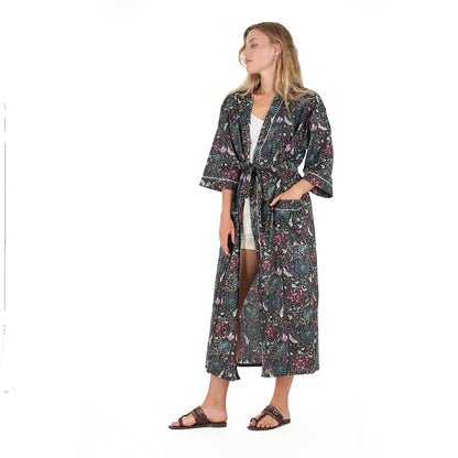 Evening Escape Kimono Robe – Frida Kahlo Inspired, Cotton, Handcrafted & Versatile