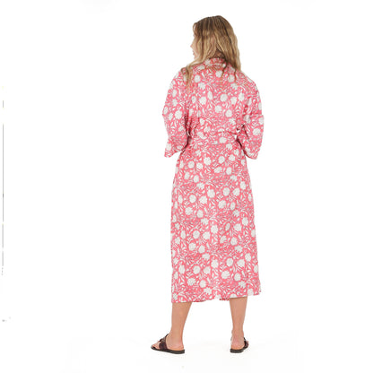 White Blossom Bliss Kimono Robe – Frida Kahlo Inspired, Cotton, Handcrafted & Versatile