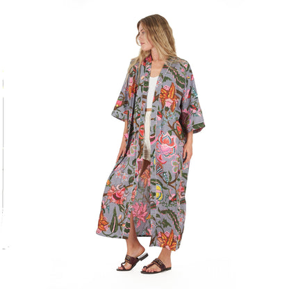 Bold Botanicals Cotton Kaftan – Hand-Screen Printed, Stylish & Versatile