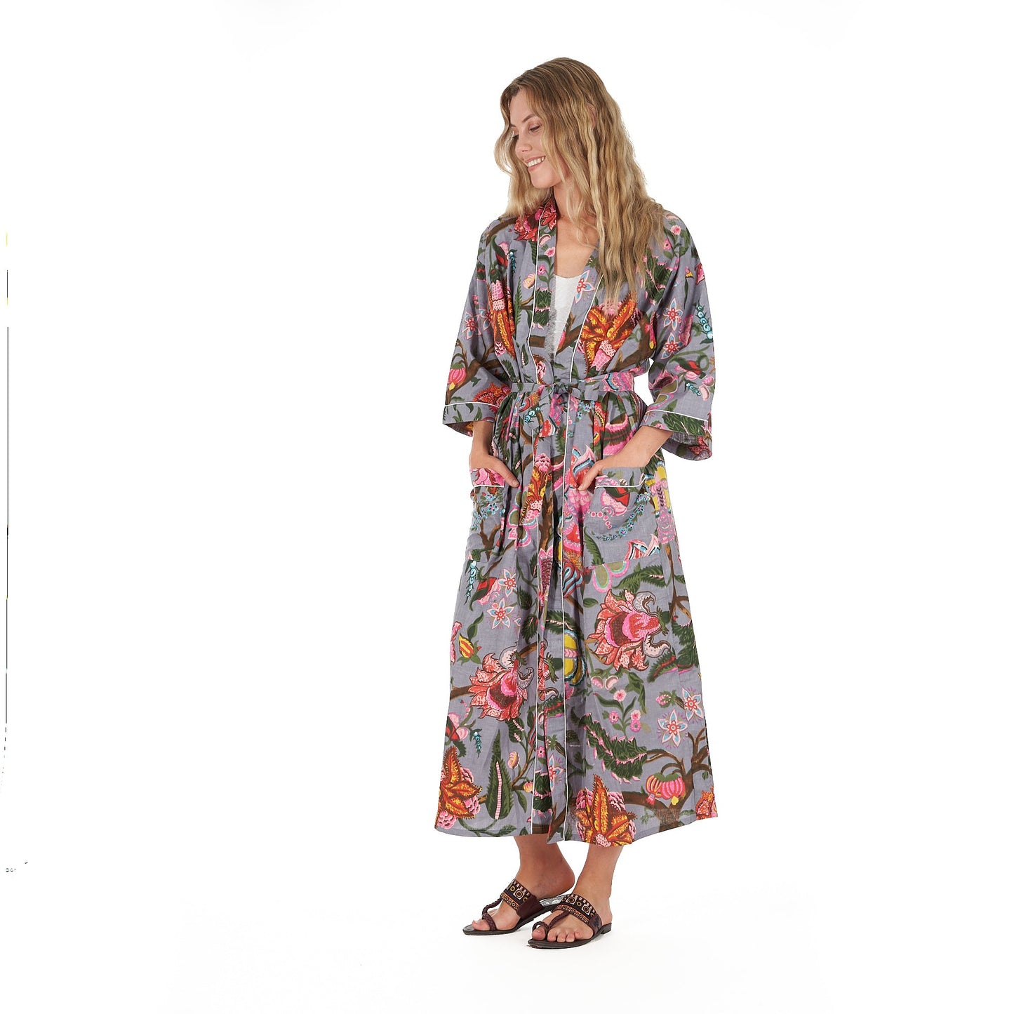 Bold Botanicals Cotton Kaftan – Hand-Screen Printed, Stylish & Versatile