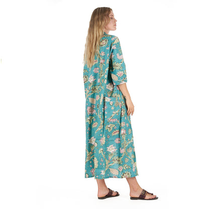 Coastal Cool Cotton Kimono Robe – Hand-Screen Printed, Soft & Versatile