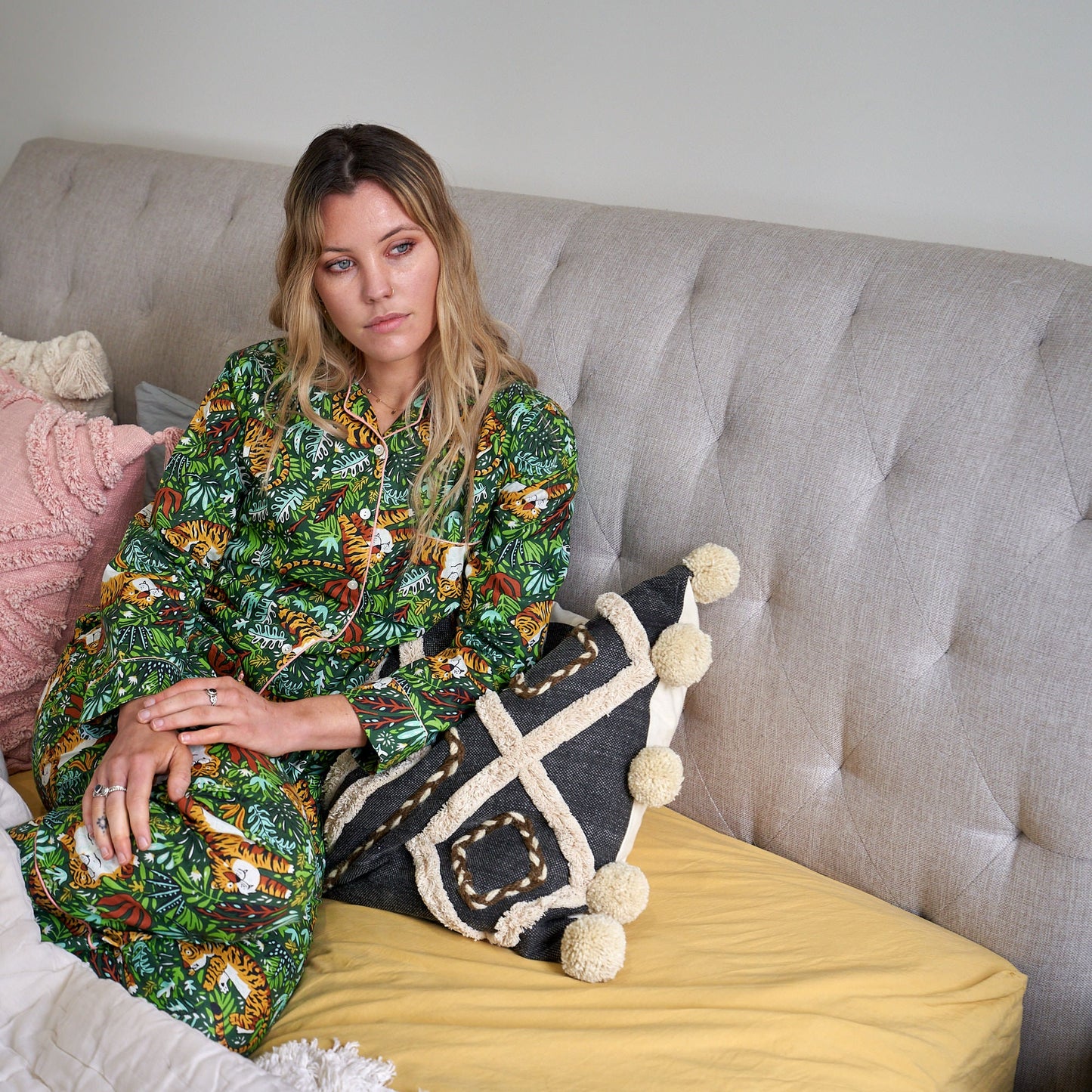 Floral Fantasy Brides Pajama Set – 100% Cotton, Hand-Screen Printed, Cozy Bridal Sleepwear