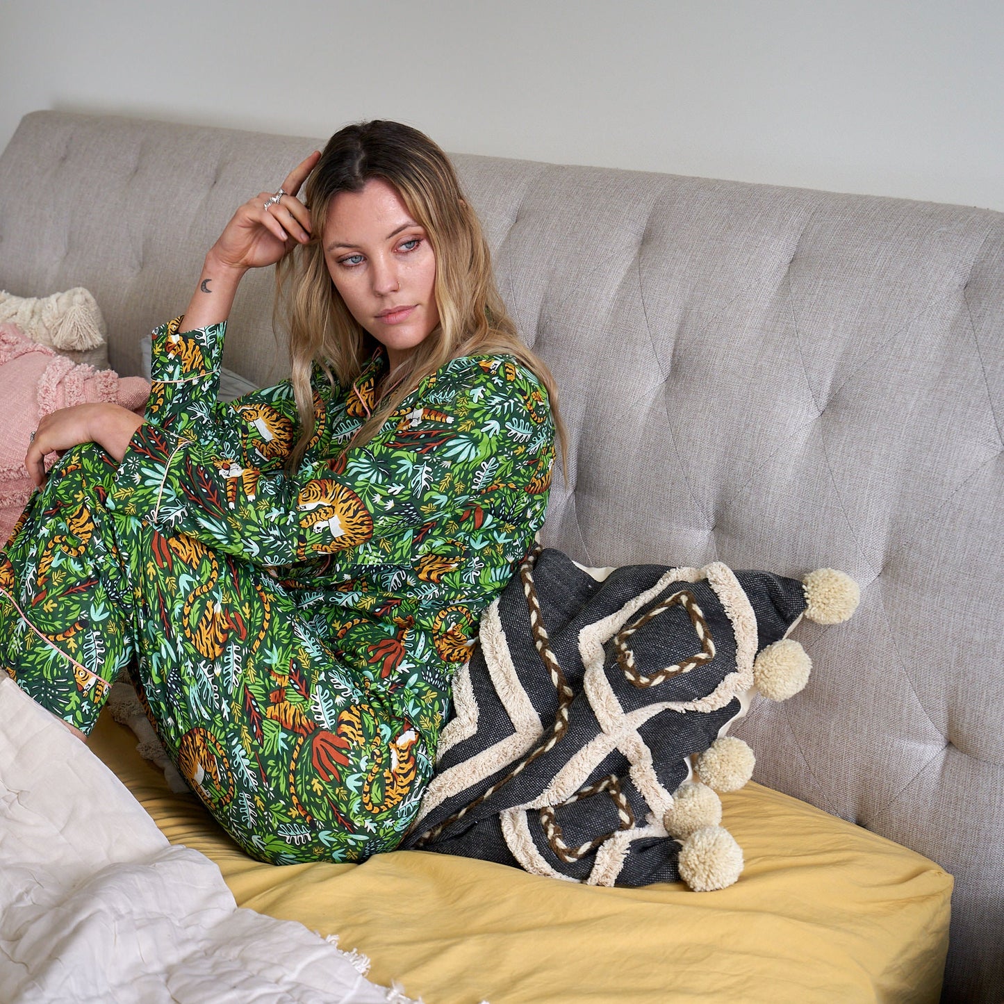 Floral Fantasy Brides Pajama Set – 100% Cotton, Hand-Screen Printed, Cozy Bridal Sleepwear