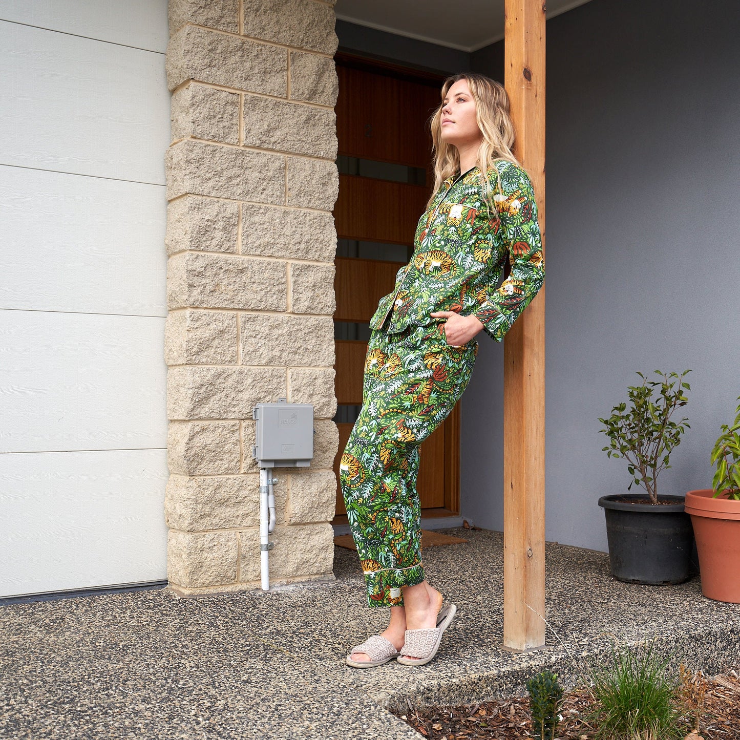 Floral Fantasy Brides Pajama Set – 100% Cotton, Hand-Screen Printed, Cozy Bridal Sleepwear