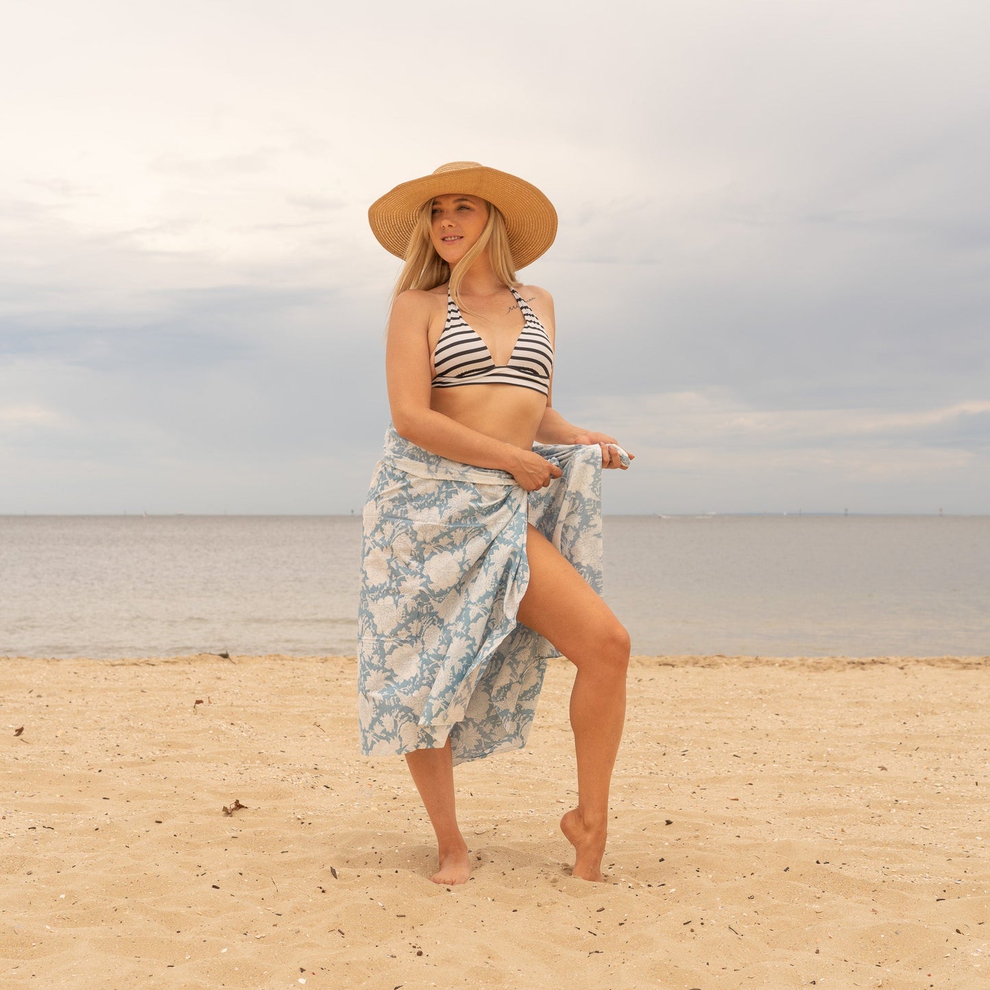 Blue Florals - 100% Cotton Sarong