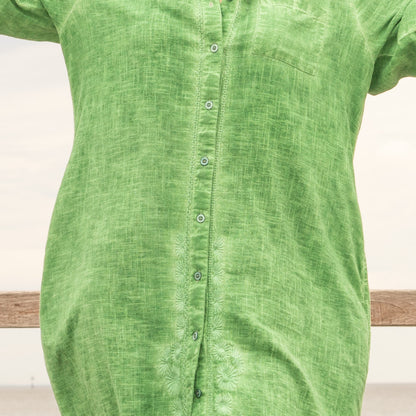Budding Beauty Women's Cotton Shirt Dress - Timeless Vintage Style & Relaxed Fit (One Size)