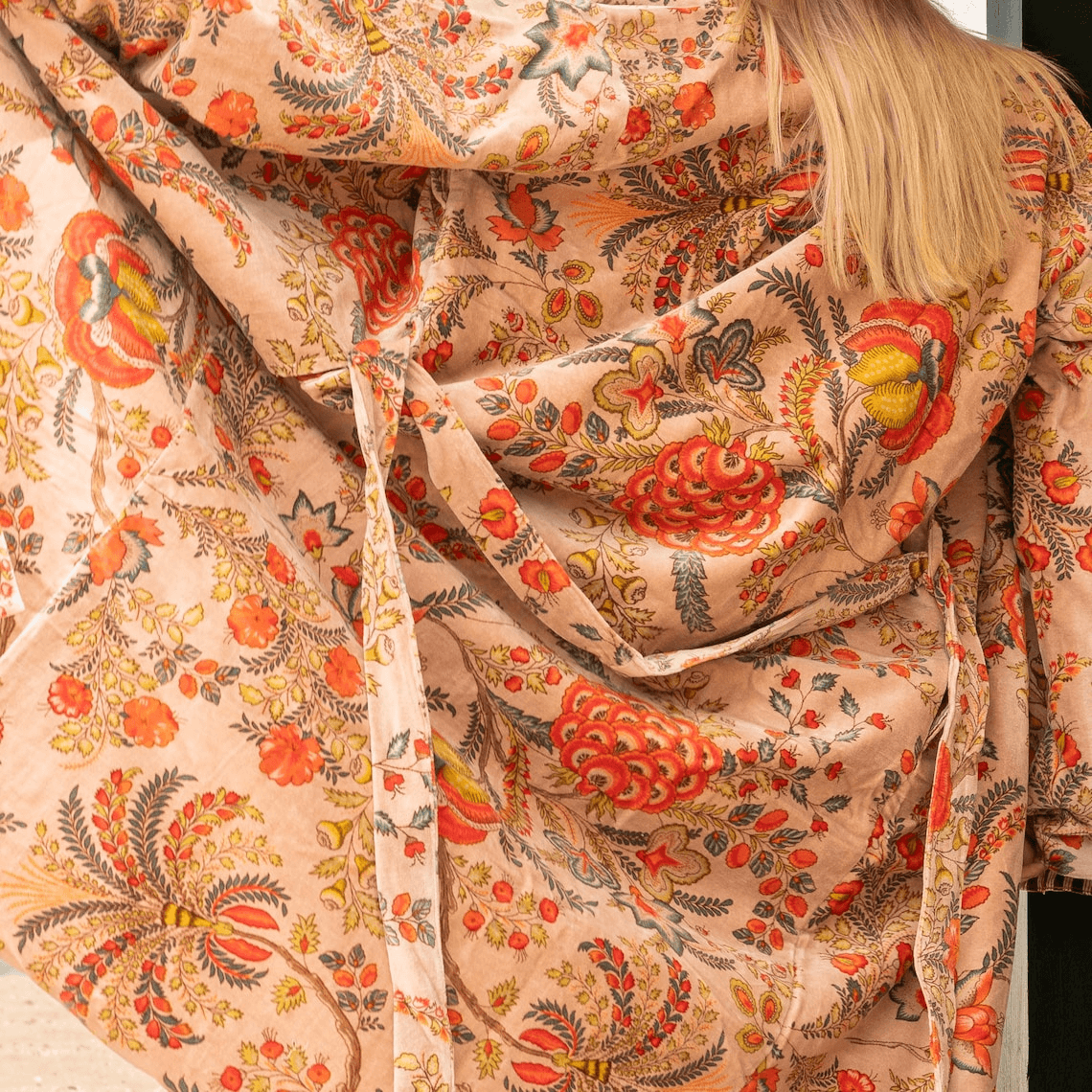 Frida Kahlo Inspired 100% Cotton Velvet Kimono Robe - Multi-Use, Lightweight & Comfortable